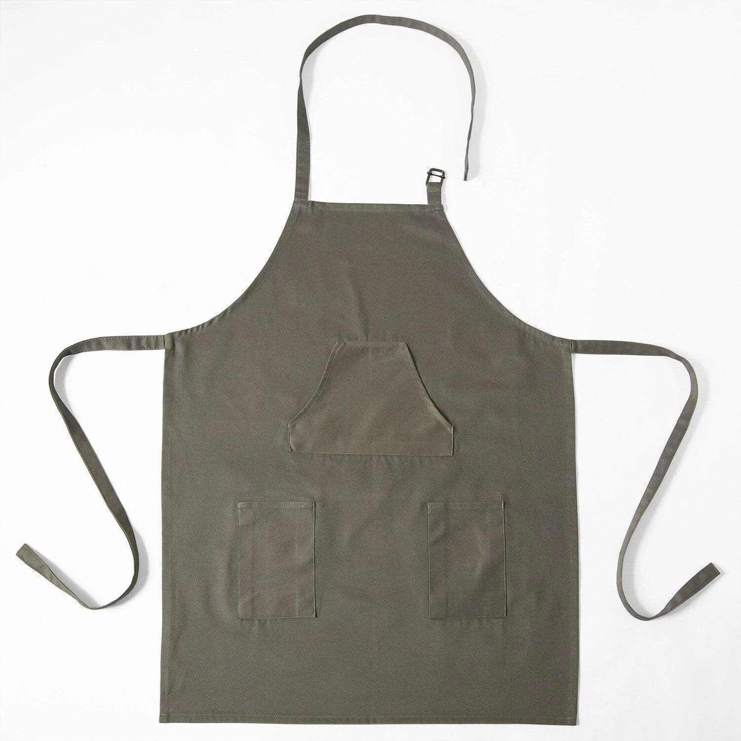 River Rock Grey Solid Cotton Apron 5 River Rock Grey Solid Cotton Apron - Image 4