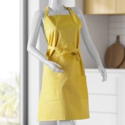 Mustard Yellow Solid Cotton Apron -Chic Curtains Shop PRTW S04 AP 86896 2