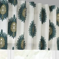 Mayan Teal Printed Cotton Window Valance -Chic Curtains Shop PRTW VLD02 alt1