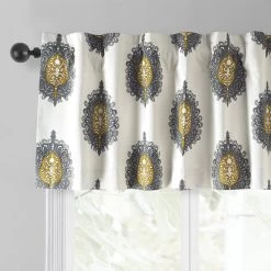 Mayan Gold Printed Cotton Window Valance 8 Mayan Gold Printed Cotton Window Valance -Chic Curtains Shop PRTW VLD02A back tab header