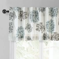 Allium Blue Gray Printed Cotton Window Valance 8 Allium Blue Gray Printed Cotton Window Valance -Chic Curtains Shop PRTW VLD05 back tab header