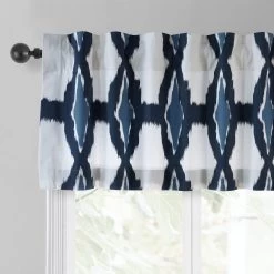 Sorong Royal Blue Printed Cotton Window Valance 7 Sorong Royal Blue Printed Cotton Window Valance -Chic Curtains Shop PRTW VLD22D back tab header