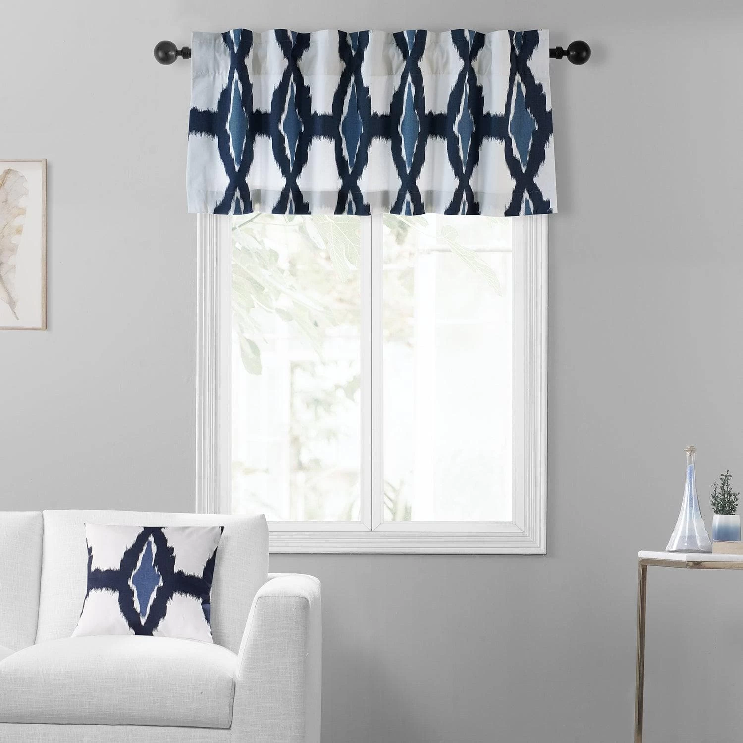 Sorong Royal Blue Printed Cotton Window Valance 5 Sorong Royal Blue Printed Cotton Window Valance - Image 4