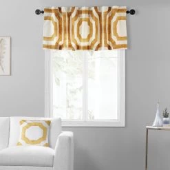 Mecca Gold Printed Cotton Window Valance 9 Mecca Gold Printed Cotton Window Valance -Chic Curtains Shop PRTW VLD23C front view