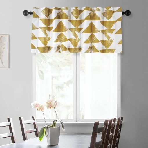 Triad Gold Printed Cotton Window Valance -Chic Curtains Shop PRTW VLD35 front view 1