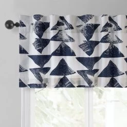 Triad Indigo Printed Cotton Window Valance -Chic Curtains Shop PRTW VLD35C back tab header