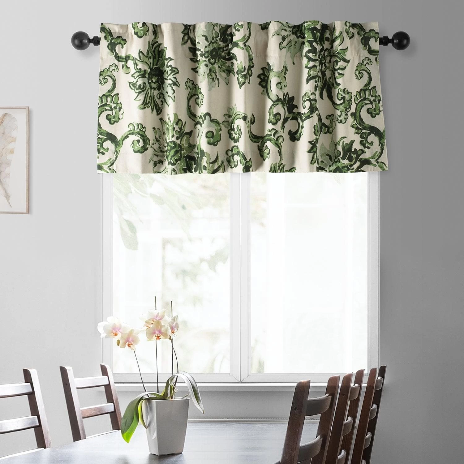 Indonesian Green Printed Cotton Window Valance 3 Indonesian Green Printed Cotton Window Valance