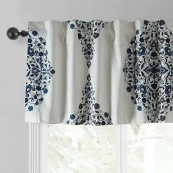 Kerala Blue Printed Cotton Window Valance 8 Kerala Blue Printed Cotton Window Valance -Chic Curtains Shop PRTW VLD41 back tab header