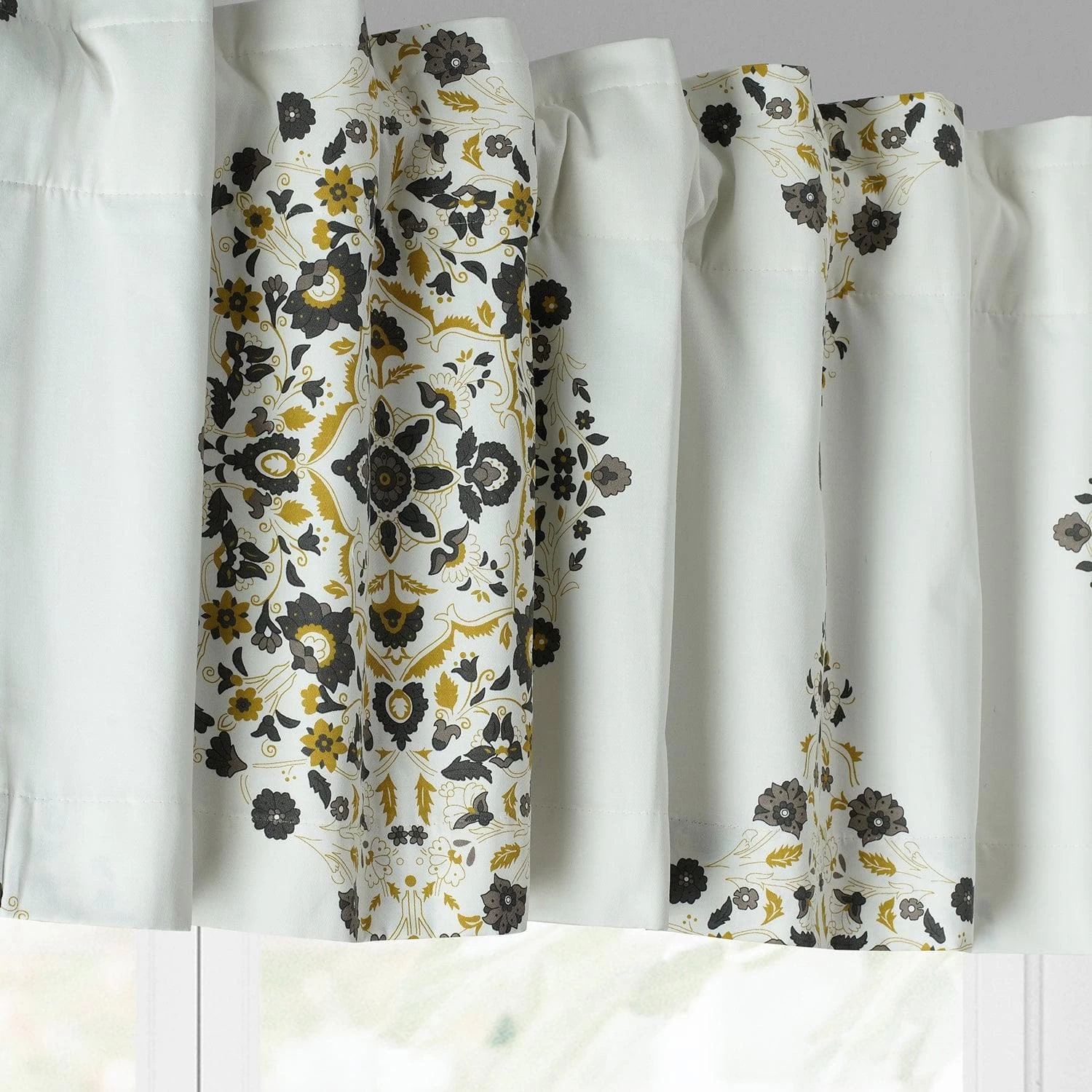 Kerala Gold Printed Cotton Window Valance 4 Kerala Gold Printed Cotton Window Valance - Image 2