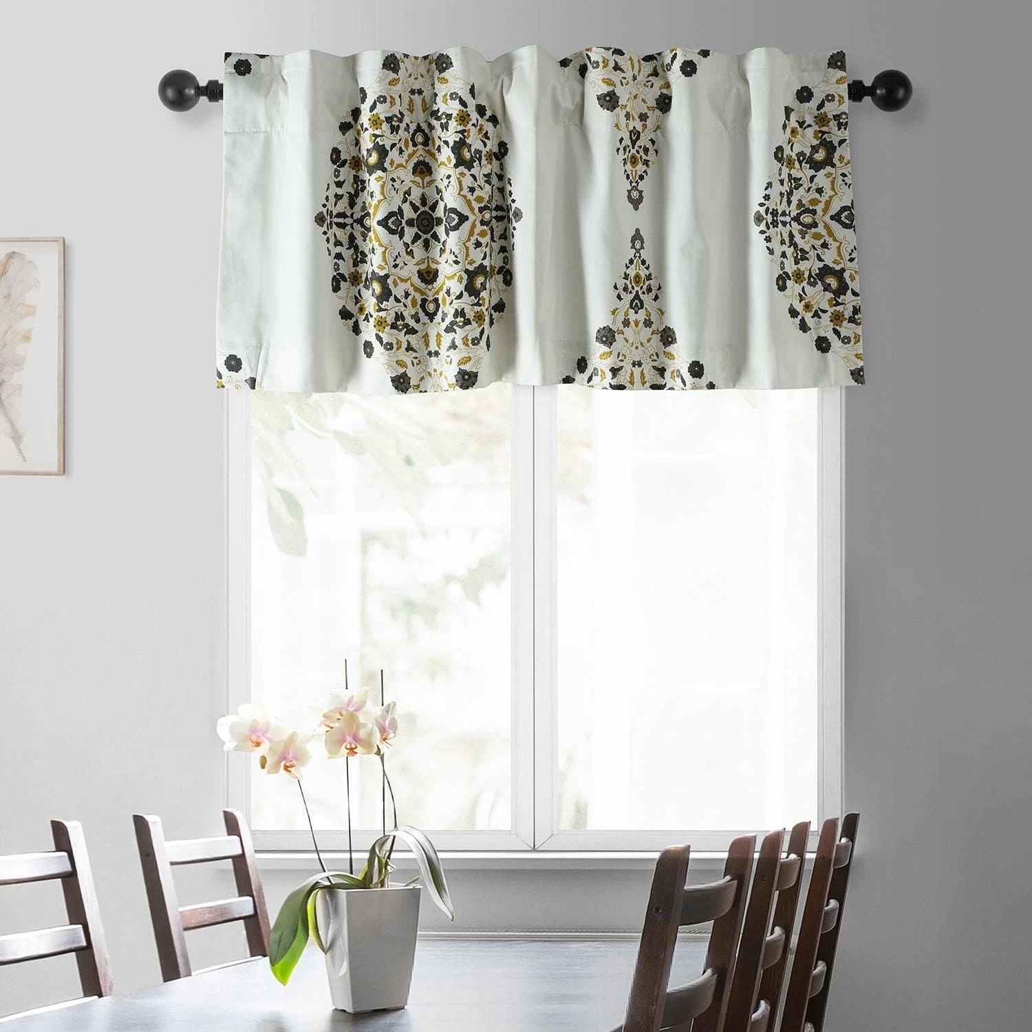 Kerala Gold Printed Cotton Window Valance 3 Kerala Gold Printed Cotton Window Valance