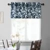 Fleur Blue Printed Cotton Window Valance 1 Fleur Blue Printed Cotton Window Valance -Chic Curtains Shop PRTW VLD48 front view 1