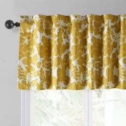 Fleur Gold Printed Cotton Window Valance -Chic Curtains Shop PRTW VLD48B back tab header