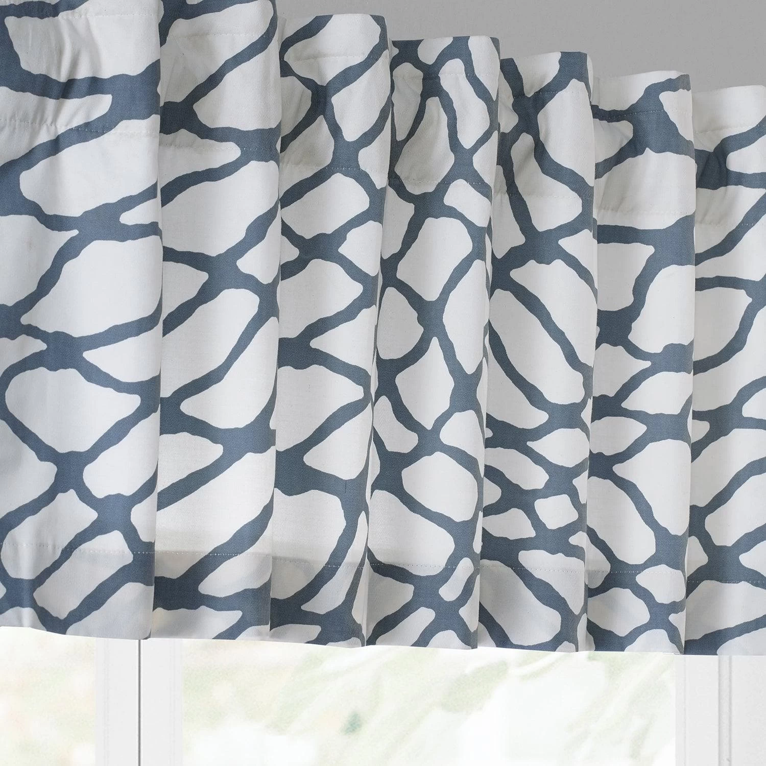 Ellis Blue Printed Cotton Window Valance 4 Ellis Blue Printed Cotton Window Valance - Image 2