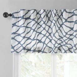 Ellis Blue Printed Cotton Window Valance 8 Ellis Blue Printed Cotton Window Valance -Chic Curtains Shop PRTW VLD50C back tab header
