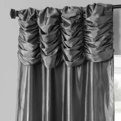 Graphite Ruched Solid Faux Silk Taffeta Curtain 10 Graphite Ruched Solid Faux Silk Taffeta Curtain -Chic Curtains Shop PTCH 005 RU ruchedpolepocket