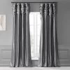 Graphite Ruched Solid Faux Silk Taffeta Curtain -Chic Curtains Shop PTCH 112 RU front view