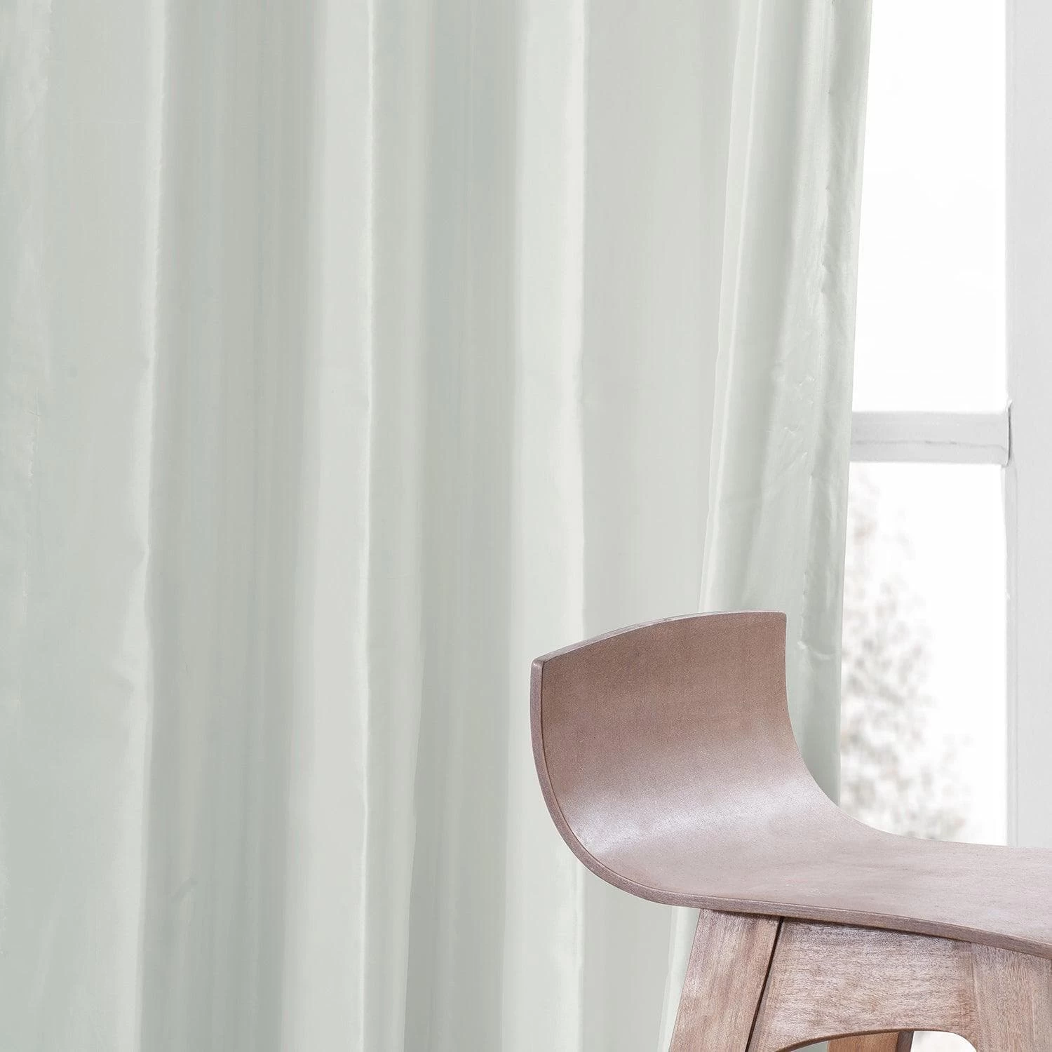 Eggshell Ruched Solid Faux Silk Taffeta Curtain 7 Eggshell Ruched Solid Faux Silk Taffeta Curtain - Image 5