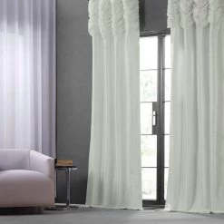 Eggshell Ruched Solid Faux Silk Taffeta Curtain 13 Eggshell Ruched Solid Faux Silk Taffeta Curtain -Chic Curtains Shop PTCH 120 RU 14898