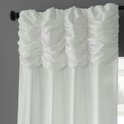 Eggshell Ruched Solid Faux Silk Taffeta Curtain 10 Eggshell Ruched Solid Faux Silk Taffeta Curtain -Chic Curtains Shop PTCH 120 RU 14898 3