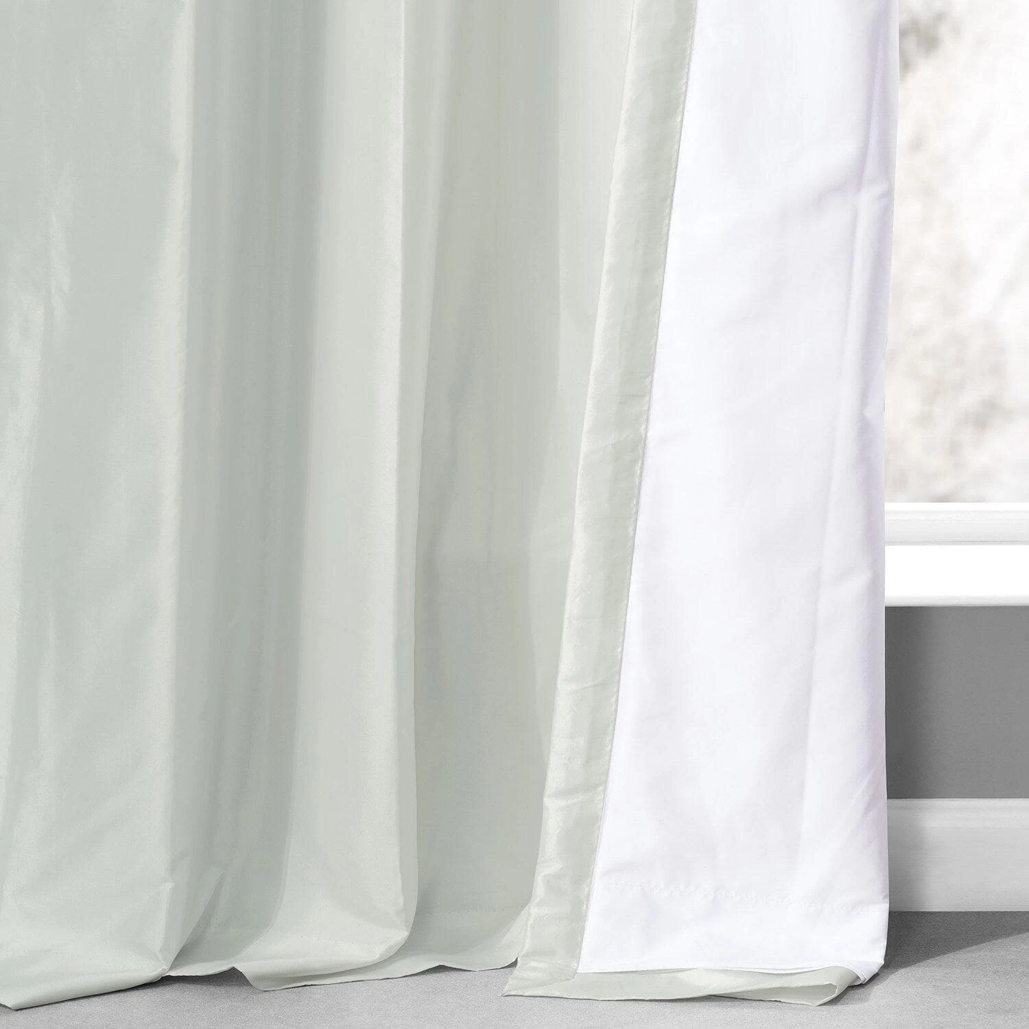 Eggshell Ruched Solid Faux Silk Taffeta Curtain 6 Eggshell Ruched Solid Faux Silk Taffeta Curtain - Image 4