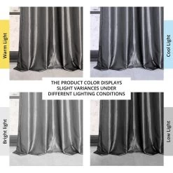 Graphite Grommet Faux Silk Taffeta Blackout Curtain 13 Graphite Grommet Faux Silk Taffeta Blackout Curtain -Chic Curtains Shop PTCH BO005 GR angled front view