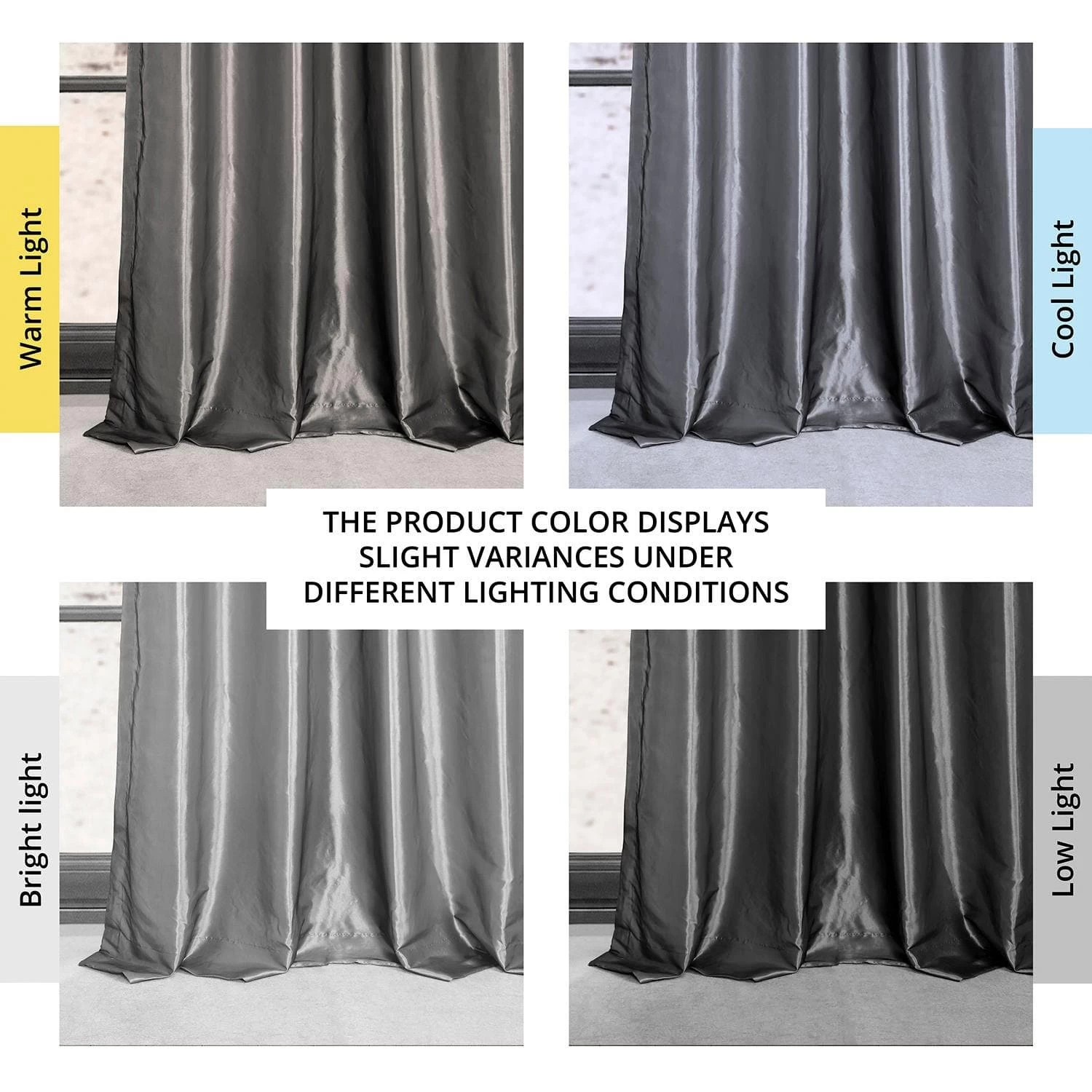 Graphite Grommet Faux Silk Taffeta Blackout Curtain 8 Graphite Grommet Faux Silk Taffeta Blackout Curtain - Image 6