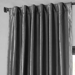 Graphite Faux Silk Taffeta Blackout Curtain -Chic Curtains Shop PTCH BO005 back tab header