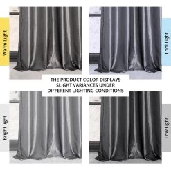 Platinum Grommet Faux Silk Taffeta Blackout Curtain -Chic Curtains Shop PTCH BO112 GR angled front view