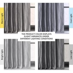 Platinum Faux Silk Taffeta Blackout Curtain 13 Platinum Faux Silk Taffeta Blackout Curtain -Chic Curtains Shop PTCH BO112 angled front view