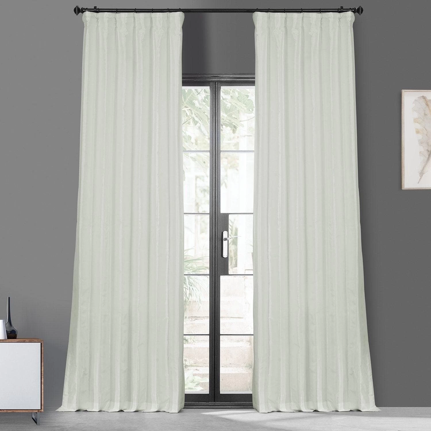 Eggshell Faux Silk Taffeta Blackout Curtain 3 Eggshell Faux Silk Taffeta Blackout Curtain