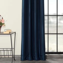 Navy Blue Grommet Faux Silk Taffeta Blackout Curtain -Chic Curtains Shop PTCH BO194010 GR 26259 2