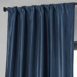 Navy Blue Faux Silk Taffeta Blackout Curtain -Chic Curtains Shop PTCH BO194010 19439 3