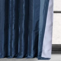 Navy Blue Faux Silk Taffeta Blackout Curtain -Chic Curtains Shop PTCH BO194010 19439 4