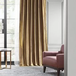 Golden Spice Faux Silk Taffeta Blackout Curtain -Chic Curtains Shop PTCH BO404 48954