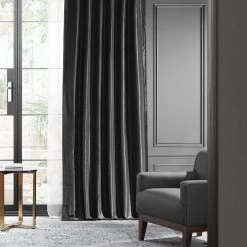 Jet Black Faux Silk Taffeta Blackout Curtain -Chic Curtains Shop PTCH BO41 19440