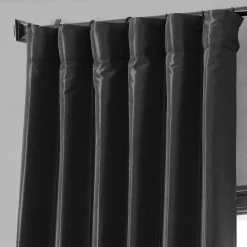 Jet Black Faux Silk Taffeta Blackout Curtain -Chic Curtains Shop PTCH BO41 19440 2
