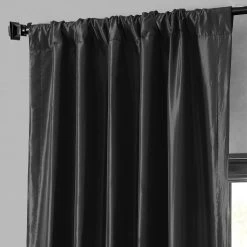 Jet Black Faux Silk Taffeta Blackout Curtain -Chic Curtains Shop PTCH BO41 19440 3