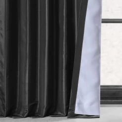 Jet Black Faux Silk Taffeta Blackout Curtain -Chic Curtains Shop PTCH BO41 19440 4