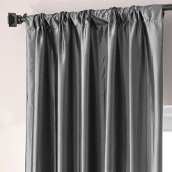 Tablet Grey Faux Silk Taffeta Hotel Blackout Curtain -Chic Curtains Shop PTCH HBO005 68861 3