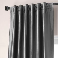 Tablet Grey Faux Silk Taffeta Hotel Blackout Curtain -Chic Curtains Shop PTCH HBO005 68861 4