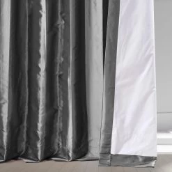 Tablet Grey Faux Silk Taffeta Hotel Blackout Curtain -Chic Curtains Shop PTCH HBO005 68861 5
