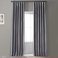 Social Silver Faux Silk Taffeta Hotel Blackout Curtain
