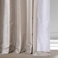 Virtual Beige Faux Silk Taffeta Hotel Blackout Curtain -Chic Curtains Shop PTCH HBO130907 68889 5