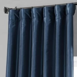 Navy Blue Solid Faux Silk Taffeta Curtain -Chic Curtains Shop PTCH JTSP194010 14852 2