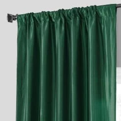 Emerald Green Solid Faux Silk Taffeta Curtain -Chic Curtains Shop PTCH JTSP208 14838 3