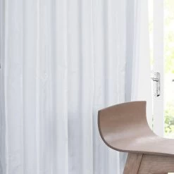 White Solid Faux Silk Taffeta Curtain -Chic Curtains Shop PTCH JTSP29 front view b