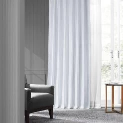 White Solid Faux Silk Taffeta Curtain -Chic Curtains Shop PTCH JTSP29 14878