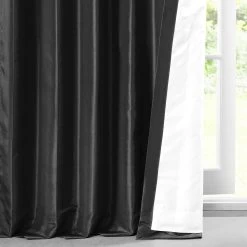 Jet Black Solid Faux Silk Taffeta Curtain -Chic Curtains Shop PTCH JTSP41 14883 4