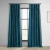 Dark Teal Blue Solid Faux Silk Taffeta Curtain Pair (2 Panels) 1 Dark Teal Blue Solid Faux Silk Taffeta Curtain Pair (2 Panels) -Chic Curtains Shop PTCH SP003 front view