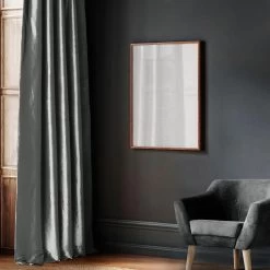 Metal Solid Faux Silk Taffeta Room Darkening Curtain Pair (2 Panels) 13 Metal Solid Faux Silk Taffeta Room Darkening Curtain Pair (2 Panels) -Chic Curtains Shop PTCH SP112 front view 1